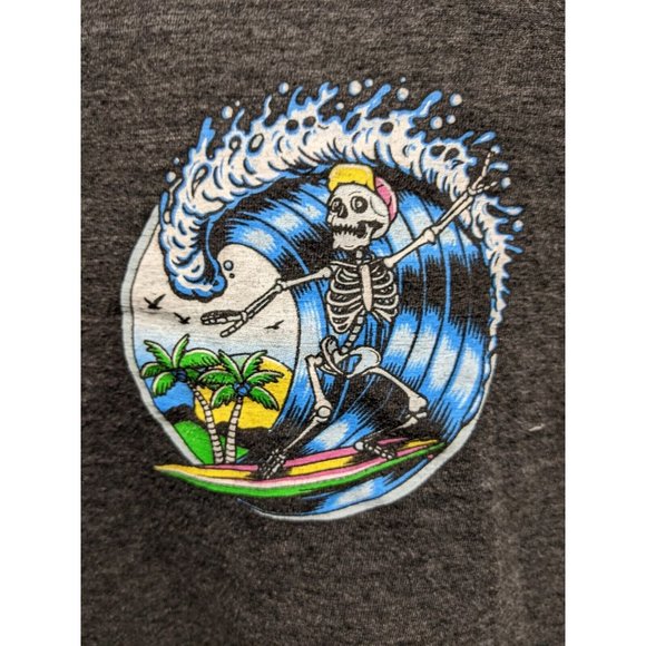 Skeleton Surfer Gray T Shirt Men's Size XL Thirty Single - Picture 1 of 4